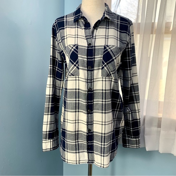 J. Crew Navy Plaid Button Down Shirt - Picture 6 of 7